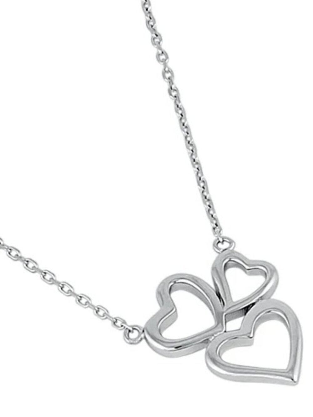 NEW 925 Sterling Silver Triple Heart Necklace Feminine Dainty GIft Romantic